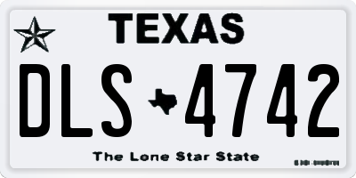 TX license plate DLS4742