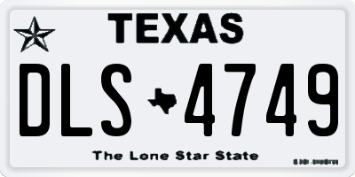 TX license plate DLS4749