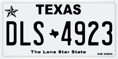 TX license plate DLS4923