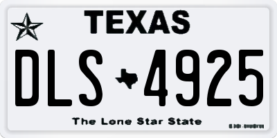 TX license plate DLS4925