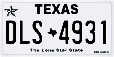 TX license plate DLS4931