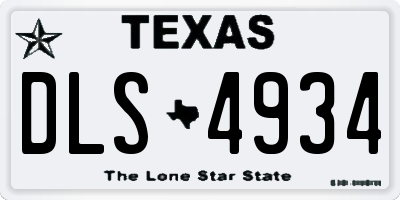 TX license plate DLS4934