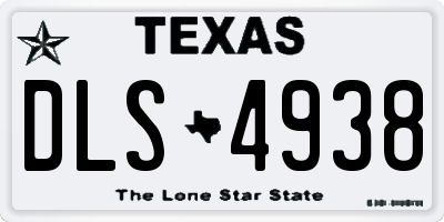 TX license plate DLS4938