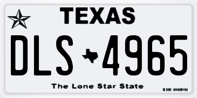 TX license plate DLS4965
