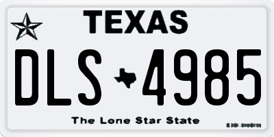 TX license plate DLS4985