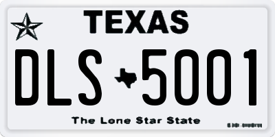 TX license plate DLS5001