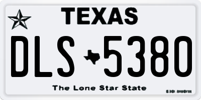 TX license plate DLS5380
