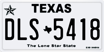 TX license plate DLS5418