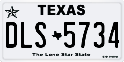 TX license plate DLS5734