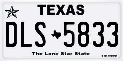 TX license plate DLS5833