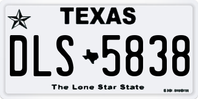 TX license plate DLS5838