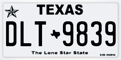 TX license plate DLT9839