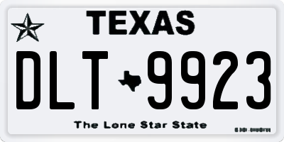 TX license plate DLT9923