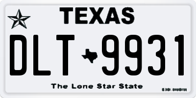 TX license plate DLT9931