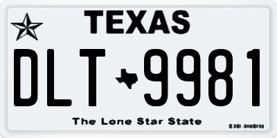 TX license plate DLT9981