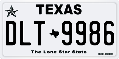 TX license plate DLT9986