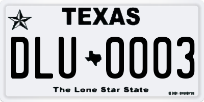 TX license plate DLU0003