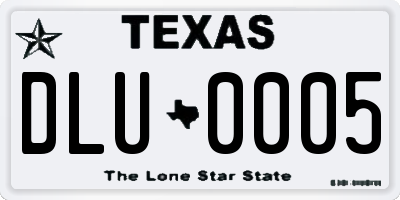 TX license plate DLU0005