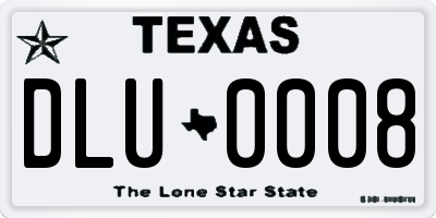 TX license plate DLU0008