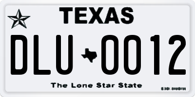 TX license plate DLU0012