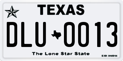 TX license plate DLU0013