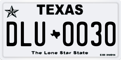 TX license plate DLU0030