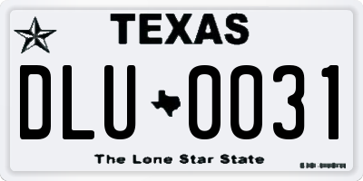 TX license plate DLU0031