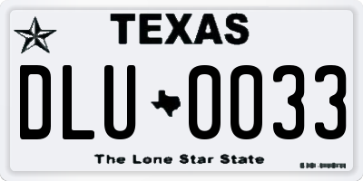 TX license plate DLU0033