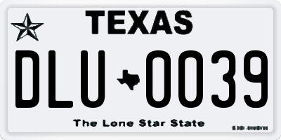 TX license plate DLU0039