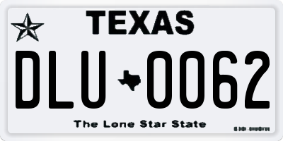 TX license plate DLU0062