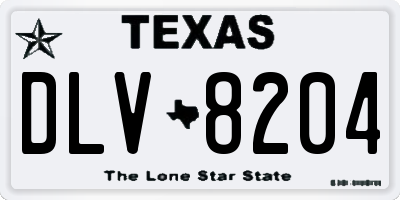 TX license plate DLV8204