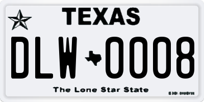 TX license plate DLW0008