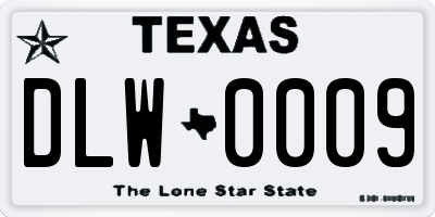 TX license plate DLW0009