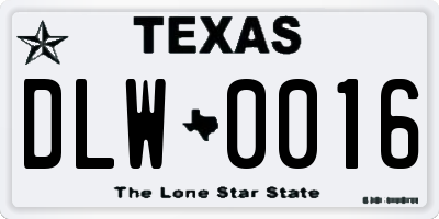 TX license plate DLW0016