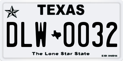 TX license plate DLW0032