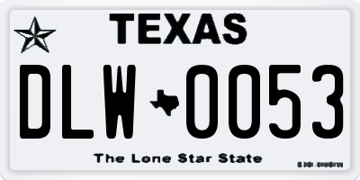 TX license plate DLW0053