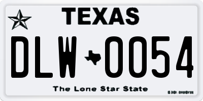 TX license plate DLW0054