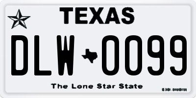 TX license plate DLW0099