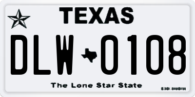 TX license plate DLW0108