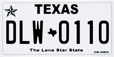 TX license plate DLW0110