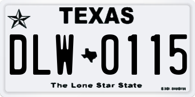 TX license plate DLW0115