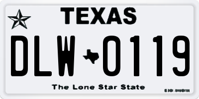 TX license plate DLW0119