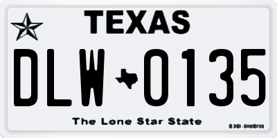 TX license plate DLW0135