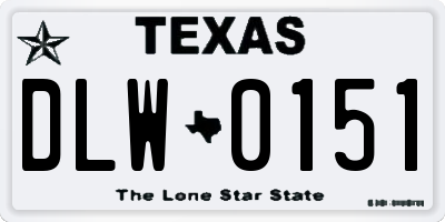 TX license plate DLW0151