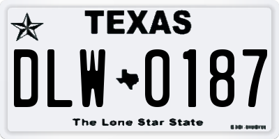 TX license plate DLW0187