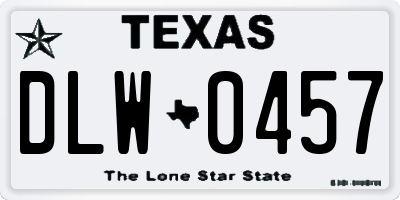 TX license plate DLW0457