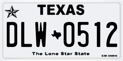 TX license plate DLW0512