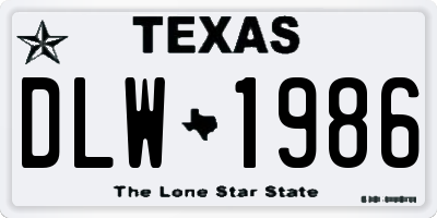 TX license plate DLW1986