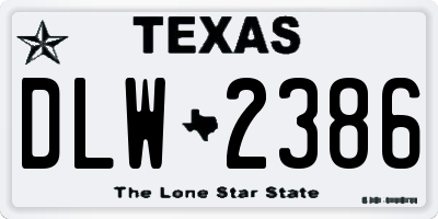 TX license plate DLW2386