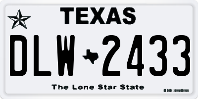 TX license plate DLW2433